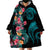 Palau Wearable Blanket Hoodie Tropical Flowers With Polynesian Pattern LT14 - Polynesian Pride