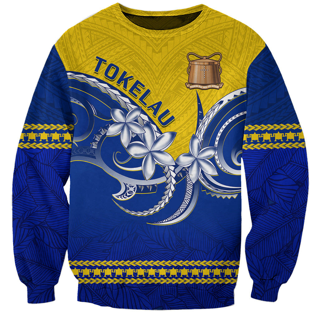 Tokelau Sweatshirt Tokelauan Tatau Plumeria Special Style LT14 Unisex Blue - Polynesian Pride