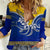 Tokelau Women Casual Shirt Tokelauan Tatau Plumeria Special Style LT14 Female Blue - Polynesian Pride