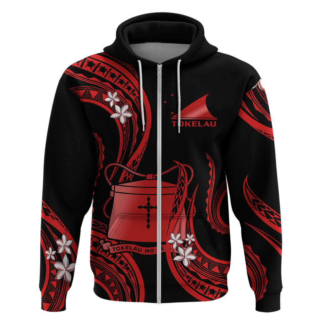 Tokelau Hoodie Tokelauan Tatau With Badge Red LT14 - Polynesian Pride