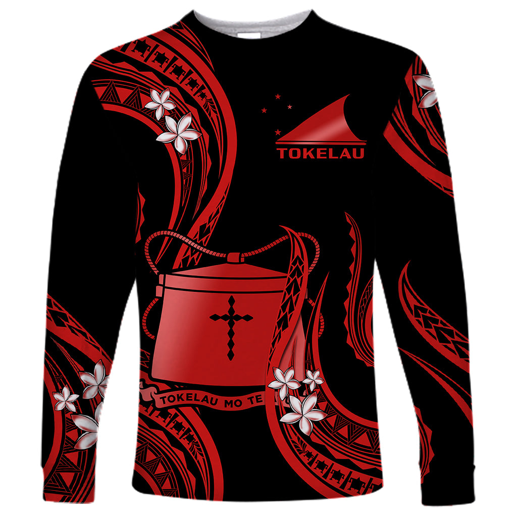 Tokelau Long Sleeve Shirt Tokelauan Tatau With Badge Red LT14 Unisex Red - Polynesian Pride