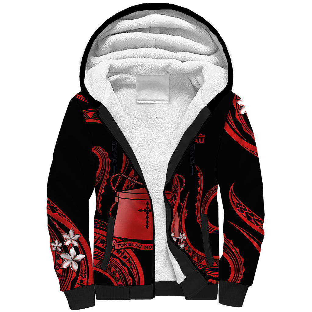 Tokelau Sherpa Hoodie Tokelauan Tatau With Badge Red LT14 Unisex Red - Polynesian Pride