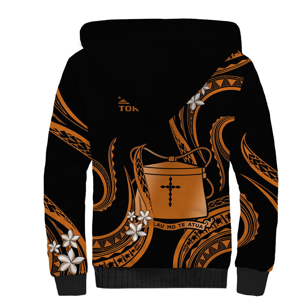 Tokelau Sherpa Hoodie Tokelauan Tatau With Badge Gold LT14 - Polynesian Pride