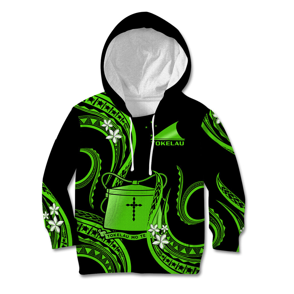 Tokelau Kid Hoodie Tokelauan Tatau With Badge Green LT14 Hoodie Green - Polynesian Pride