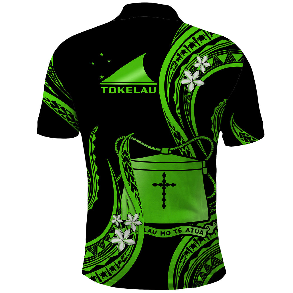 Tokelau Polo Shirt Tokelauan Tatau With Badge Green LT14 - Polynesian Pride