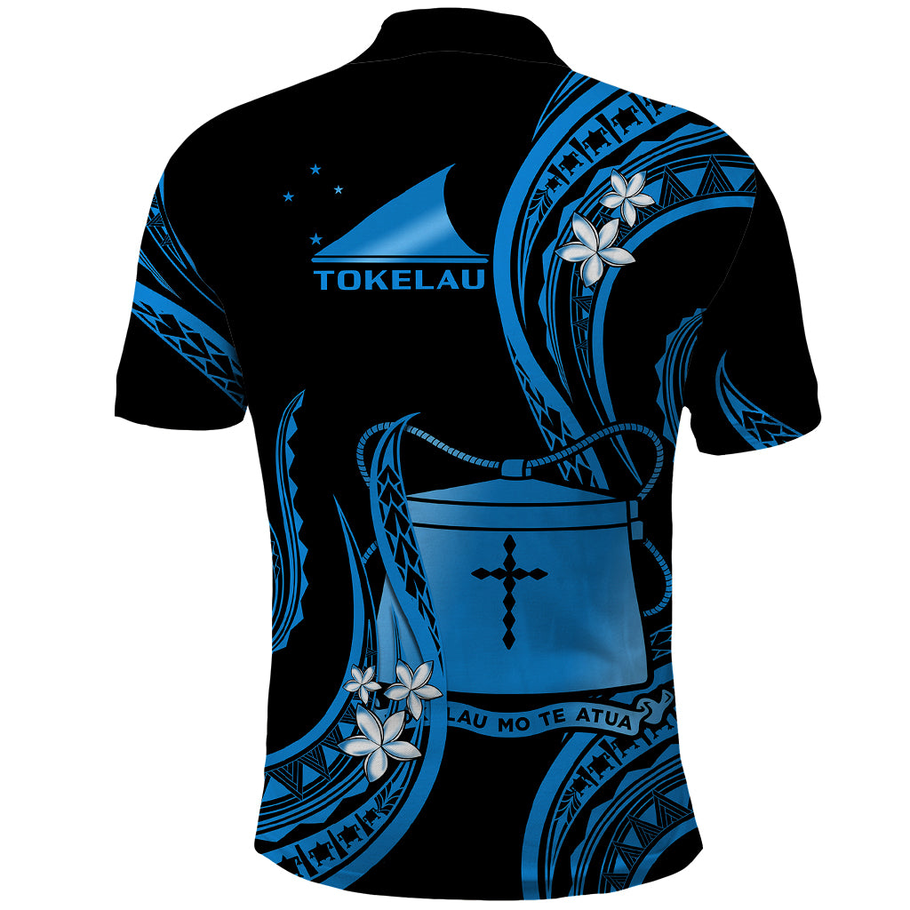 Tokelau Polo Shirt Tokelauan Tatau With Badge Blue LT14 - Polynesian Pride