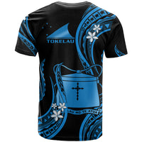 Tokelau T Shirt Tokelauan Tatau With Badge Blue LT14 - Polynesian Pride