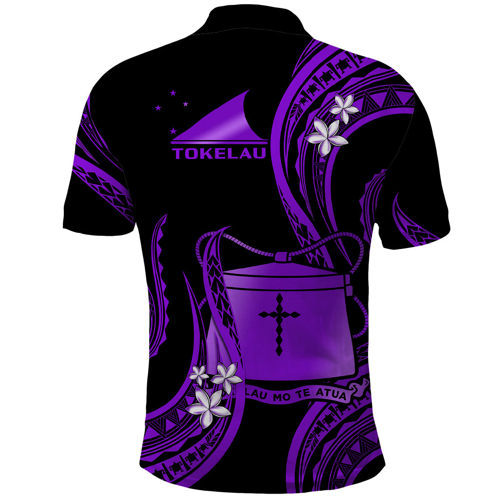 Tokelau Polo Shirt Tokelauan Tatau With Badge Purple LT14 - Polynesian Pride