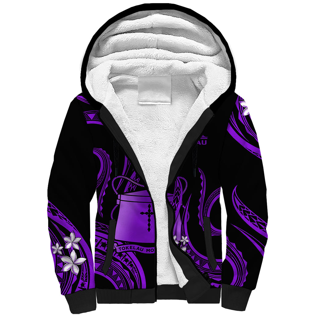 Tokelau Sherpa Hoodie Tokelauan Tatau With Badge Purple LT14 Unisex Purple - Polynesian Pride