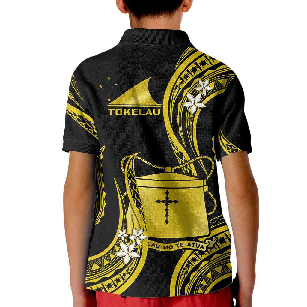 Tokelau Kid Polo Shirt Tokelauan Tatau With Badge Yellow LT14 - Polynesian Pride