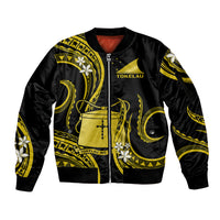 Tokelau Sleeve Zip Bomber Jacket Tokelauan Tatau With Badge Yellow LT14 Unisex Yellow - Polynesian Pride