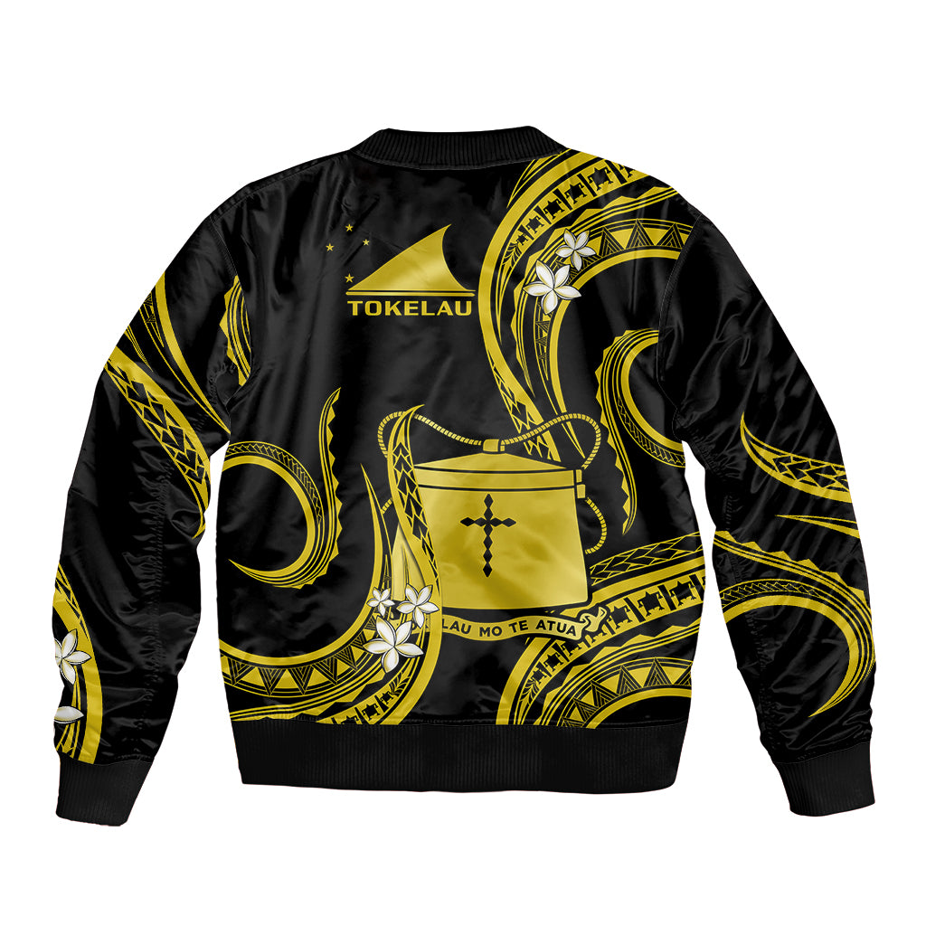 Tokelau Sleeve Zip Bomber Jacket Tokelauan Tatau With Badge Yellow LT14 - Polynesian Pride