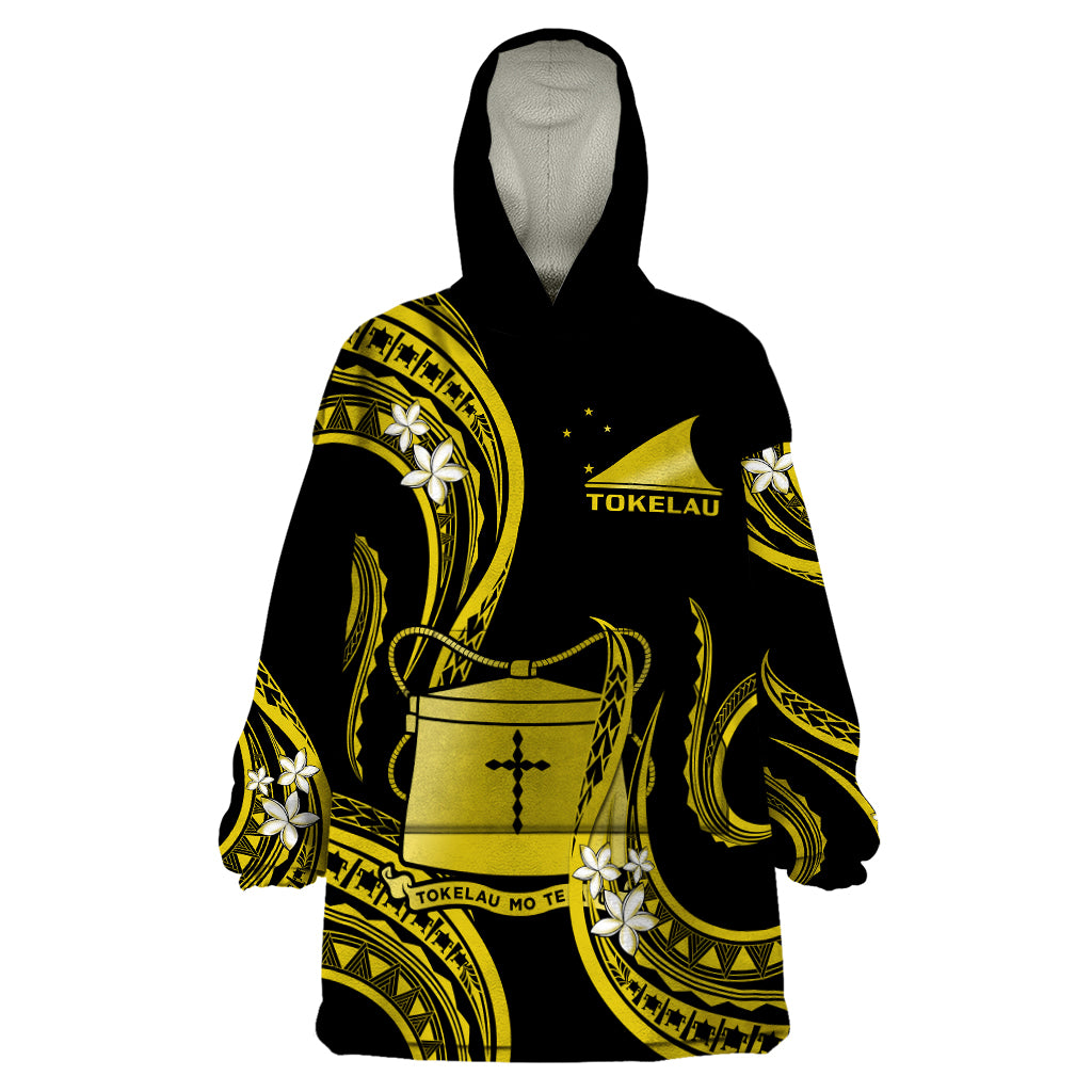 Tokelau Wearable Blanket Hoodie Tokelauan Tatau With Badge Yellow LT14 One Size Yellow - Polynesian Pride