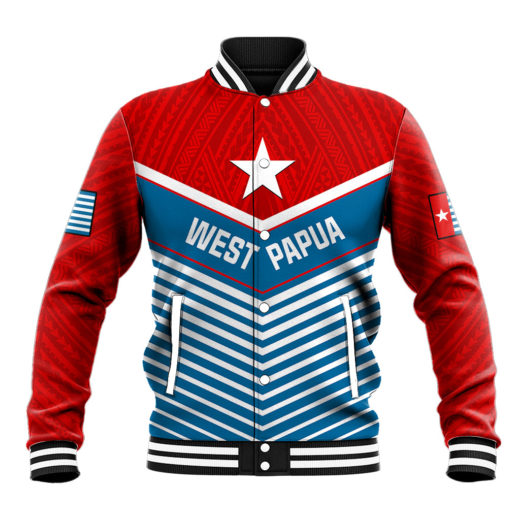 West Papua Baseball Jacket Coat Of Arms And Morning Star Flag LT14 Unisex Blue - Polynesian Pride