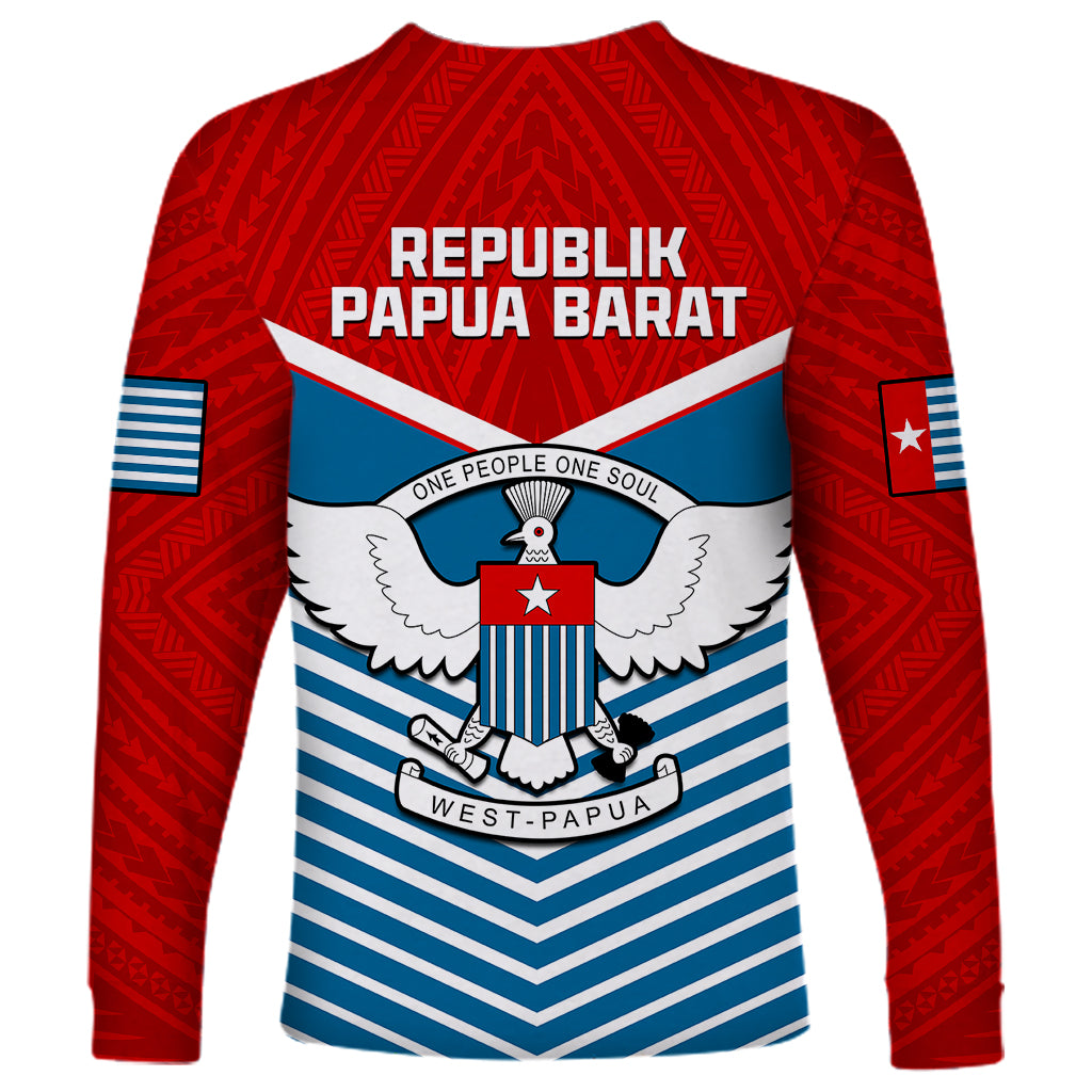 West Papua Long Sleeve Shirt Coat Of Arms And Morning Star Flag LT14 - Polynesian Pride