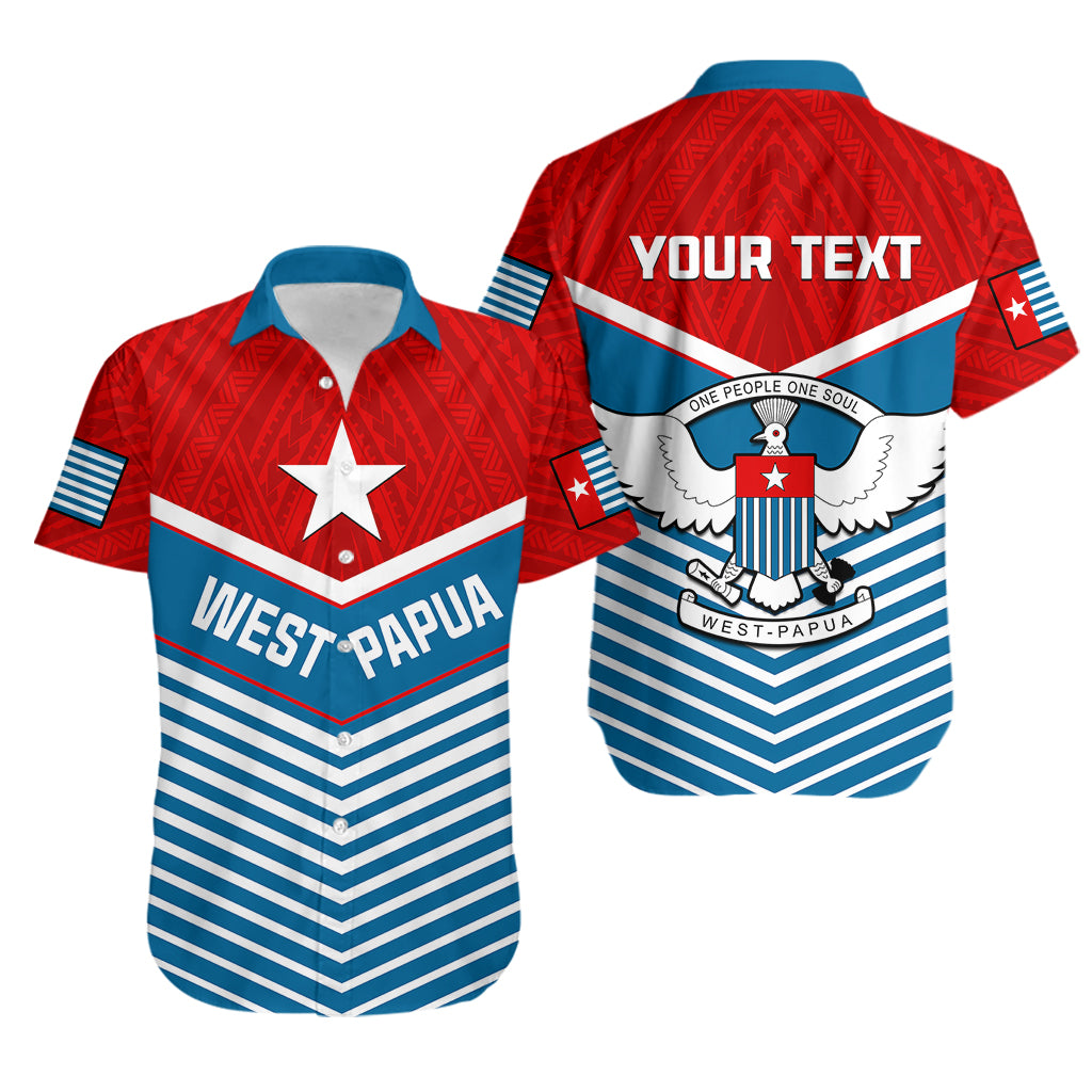 (Custom Personalised) West Papua Hawaiian Shirt Coat Of Arms And Morning Star Flag LT14 Blue - Polynesian Pride