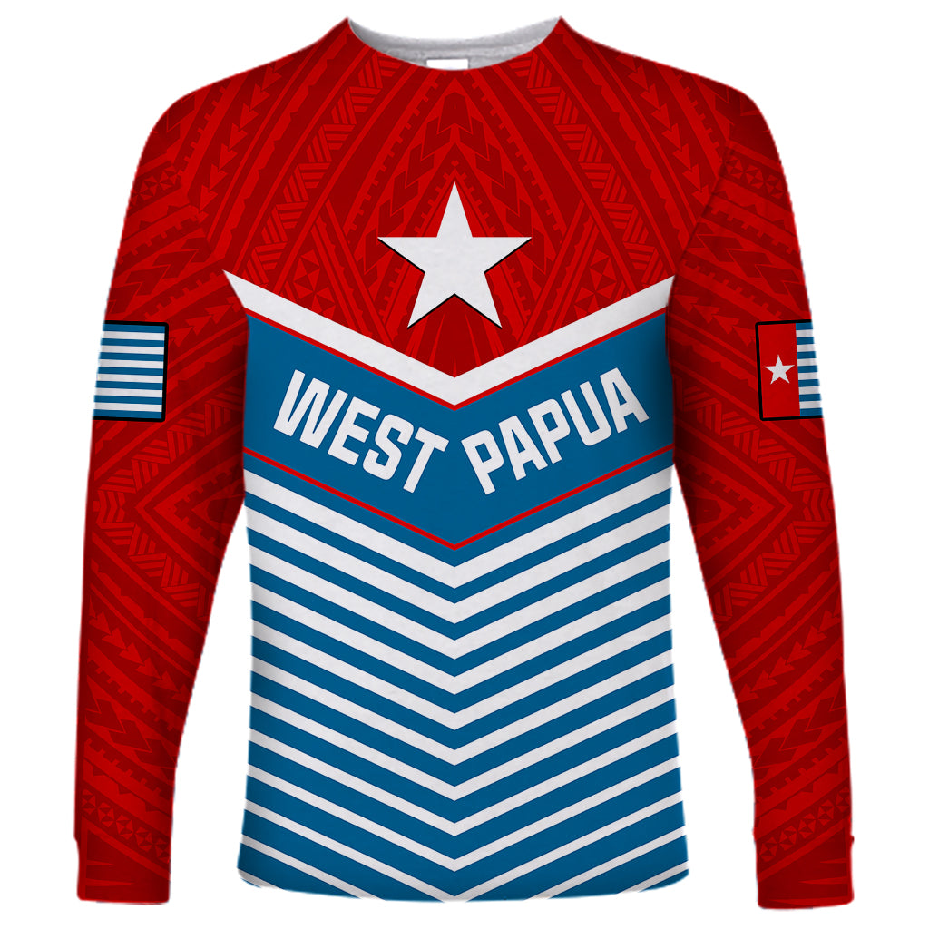 (Custom Personalised) West Papua Long Sleeve Shirt Coat Of Arms And Morning Star Flag LT14 Unisex Blue - Polynesian Pride