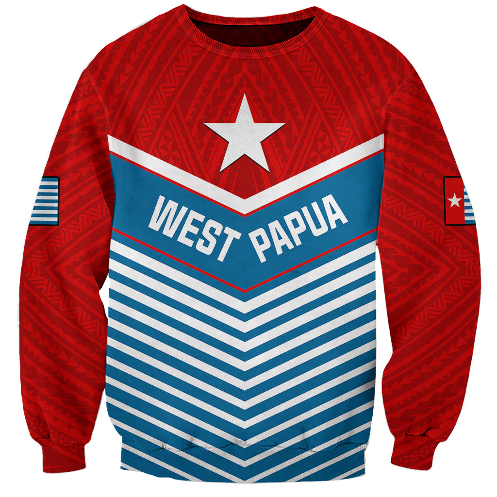 (Custom Personalised) West Papua Sweatshirt Coat Of Arms And Morning Star Flag LT14 Unisex Blue - Polynesian Pride