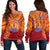 French Polynesia Off Shoulder Sweater Happy Internal Autonomy Day LT14 Women Red - Polynesian Pride