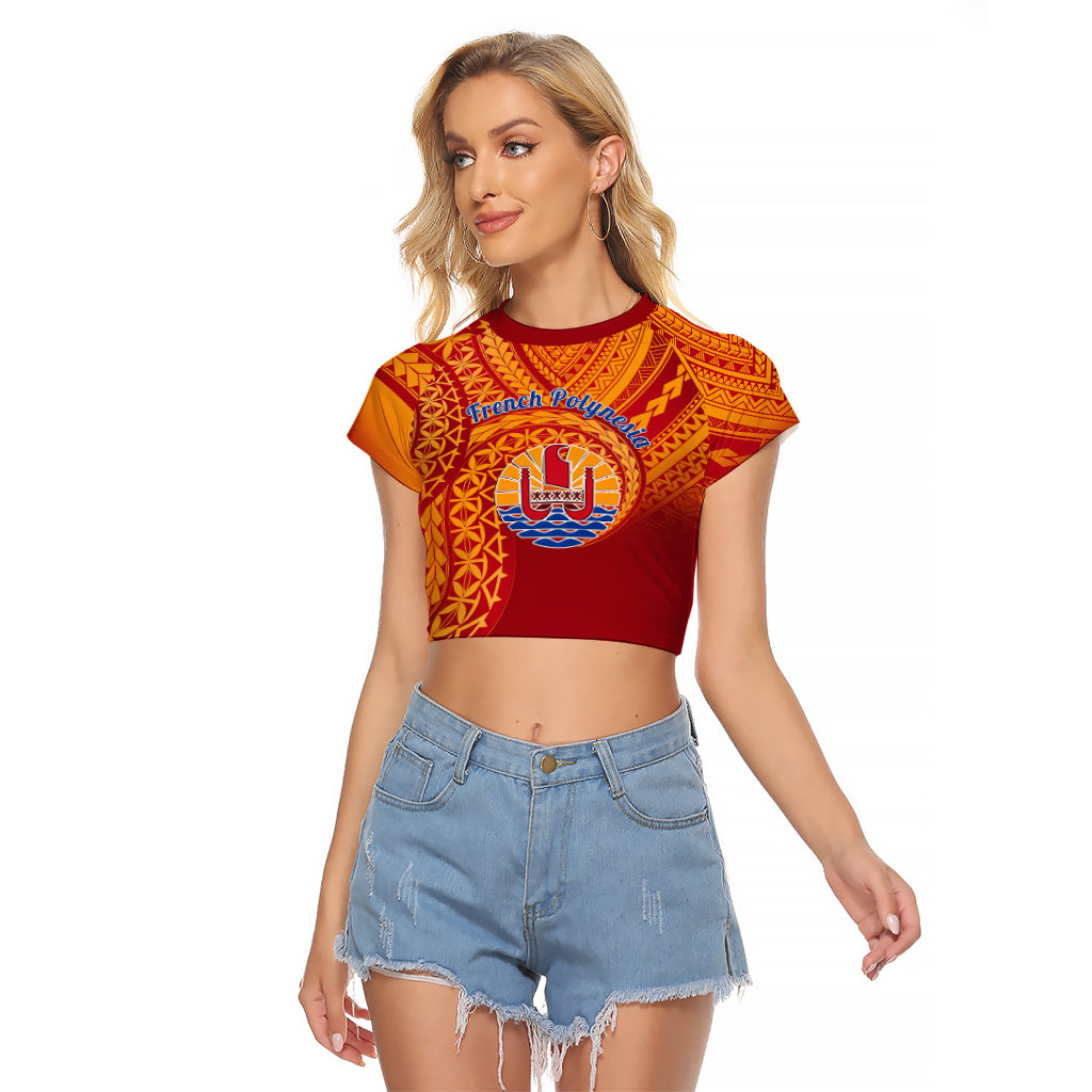 French Polynesia Raglan Cropped T Shirt Happy Internal Autonomy Day LT14 Female Red - Polynesian Pride