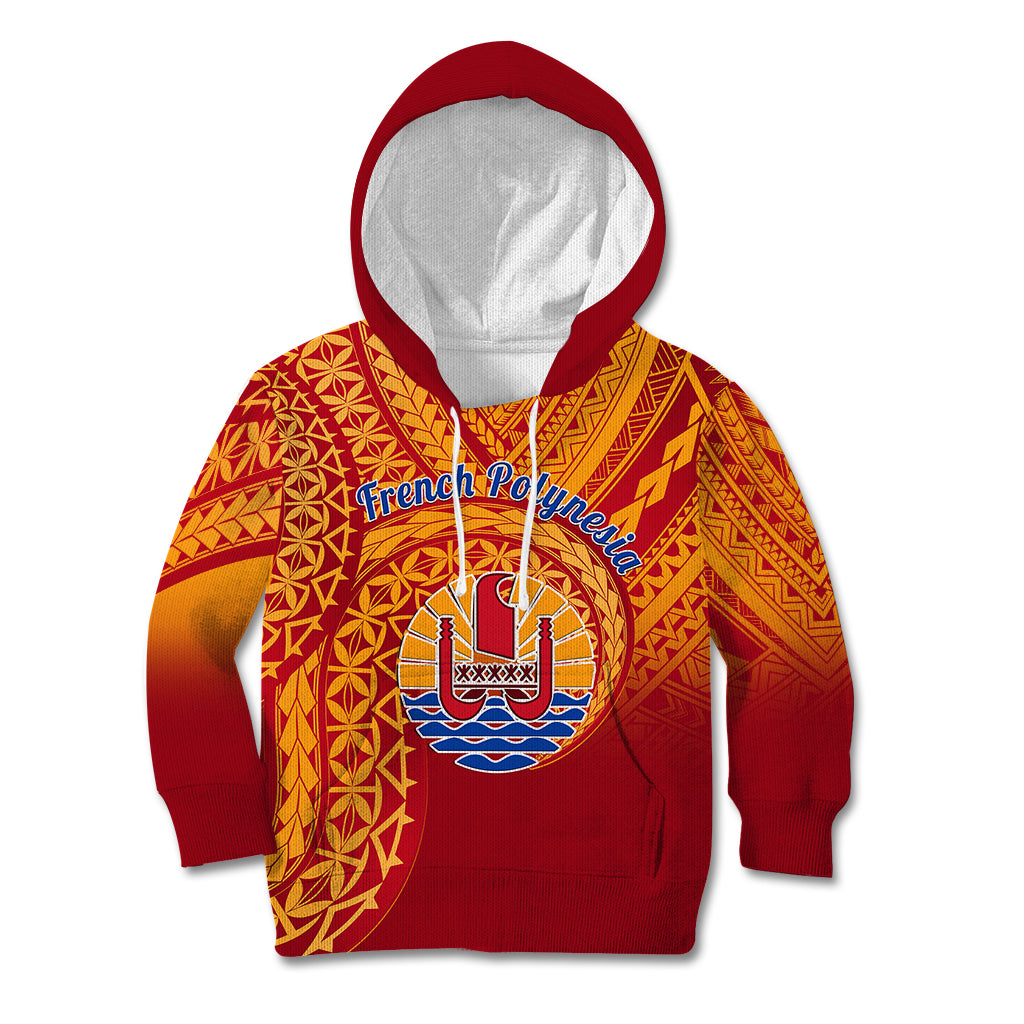 (Custom Personalised) French Polynesia Kid Hoodie Happy Internal Autonomy Day LT14 Red - Polynesian Pride