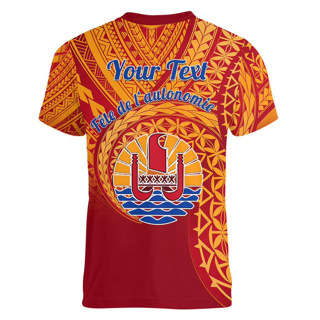 (Custom Personalised) French Polynesia Women V Neck T Shirt Happy Internal Autonomy Day LT14 - Polynesian Pride