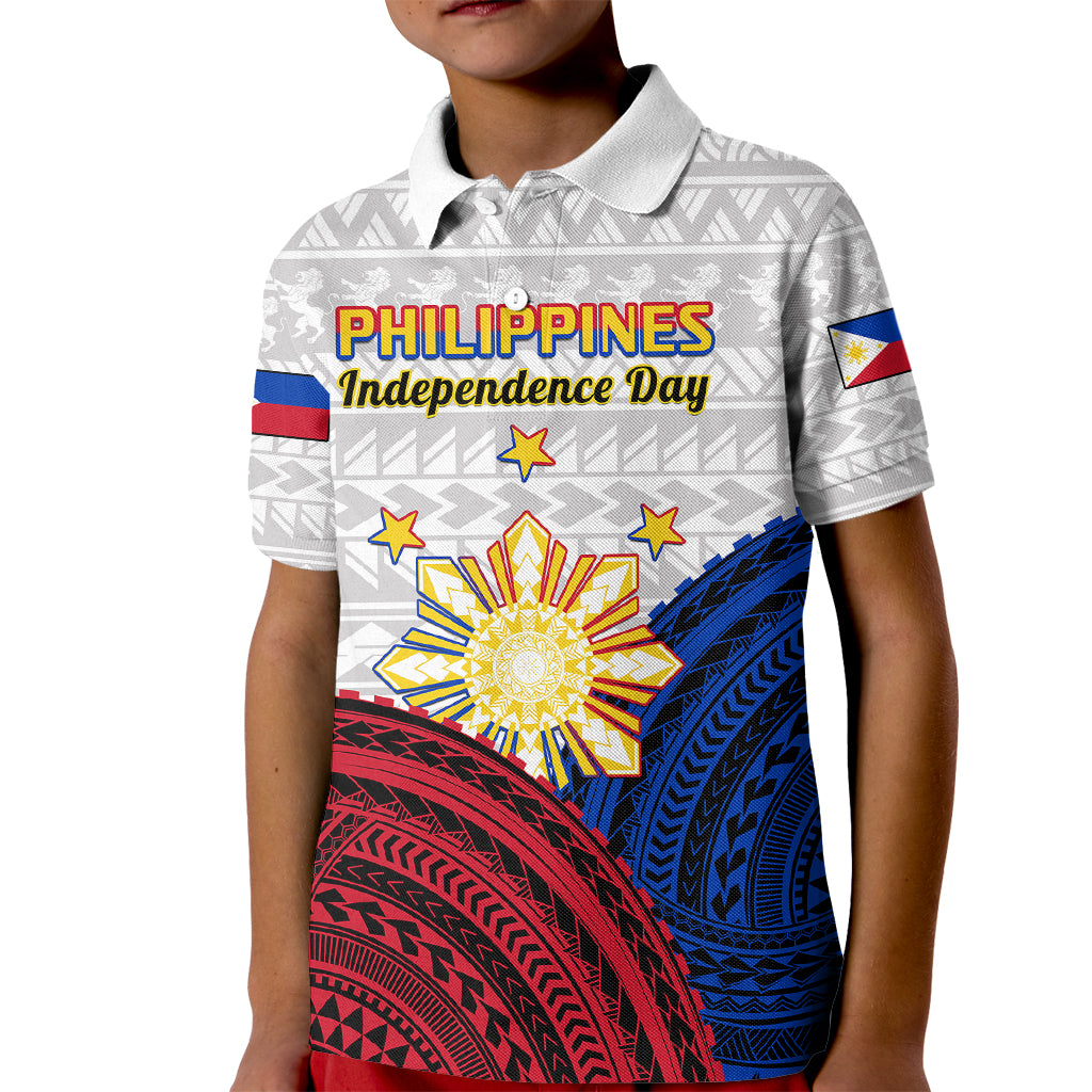 Philippines Independence Day Kid Polo Shirt Proud To Be Filipino Polynesian Pattern LT14 Kid White - Polynesian Pride