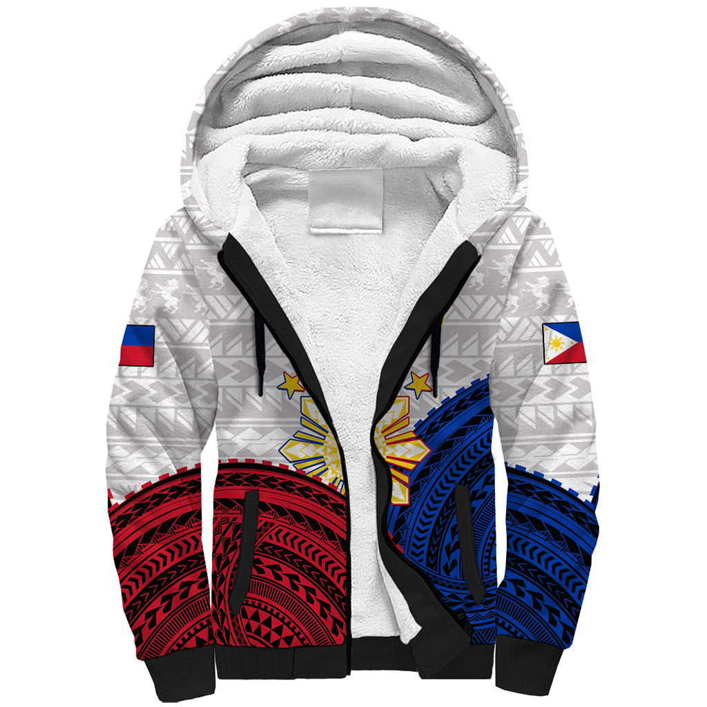 Philippines Independence Day Sherpa Hoodie Proud To Be Filipino Polynesian Pattern LT14 Unisex White - Polynesian Pride