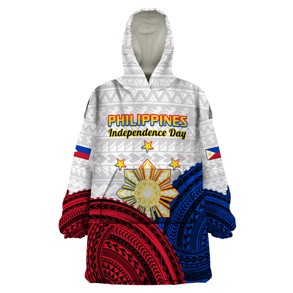 Philippines Independence Day Wearable Blanket Hoodie Proud To Be Filipino Polynesian Pattern LT14 One Size White - Polynesian Pride