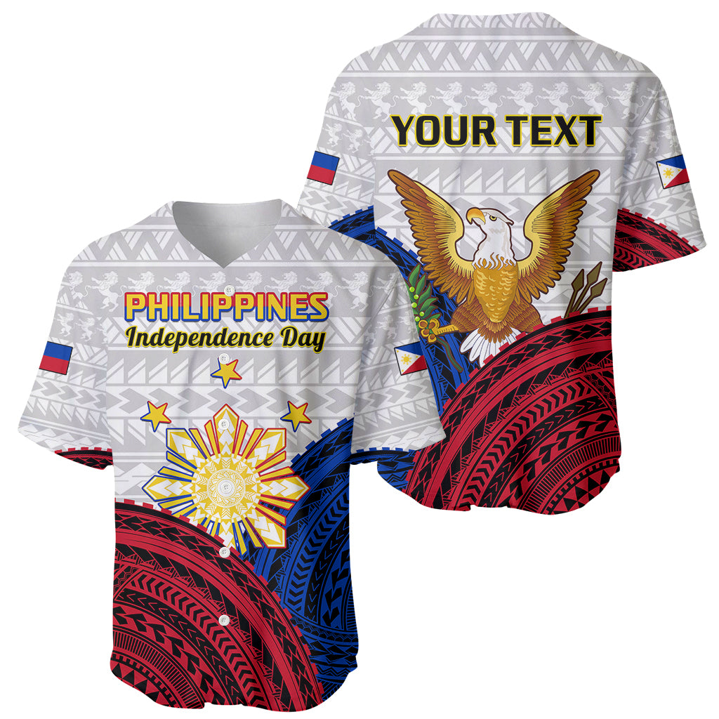 (Custom Personalised) Philippines Independence Day Baseball Jersey Proud To Be Filipino Polynesian Pattern LT14 White - Polynesian Pride