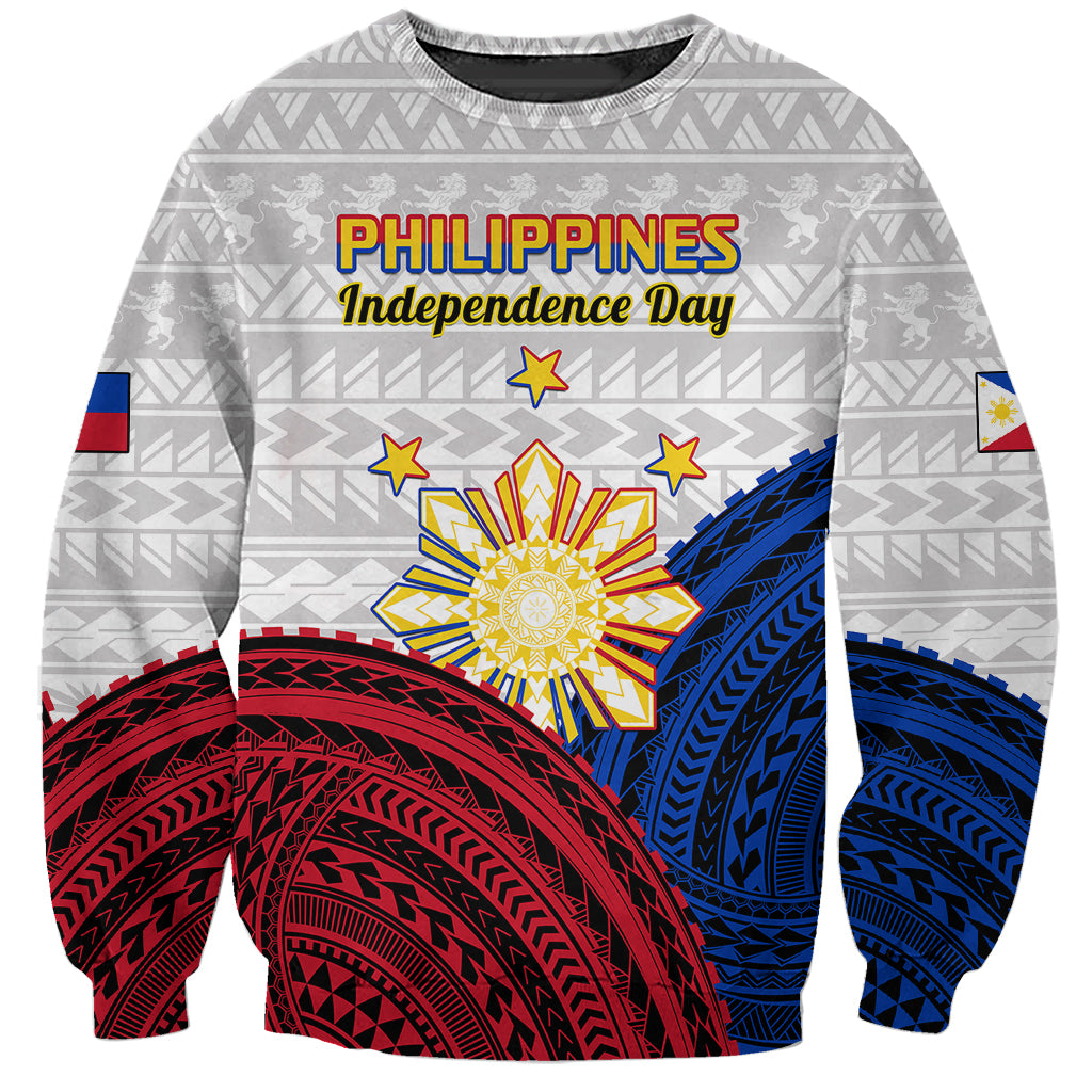 (Custom Personalised) Philippines Independence Day Sweatshirt Proud To Be Filipino Polynesian Pattern LT14 Unisex White - Polynesian Pride