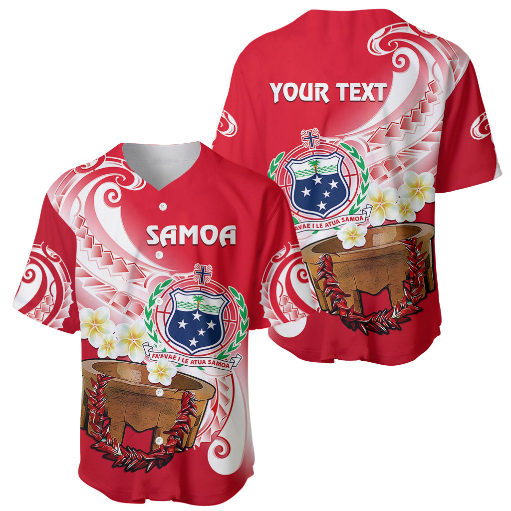 (Custom Personalised) Samoa Baseball Jersey Ula Fala Kava Bowl Plumeria Polynesian Red LT14 Red - Polynesian Pride