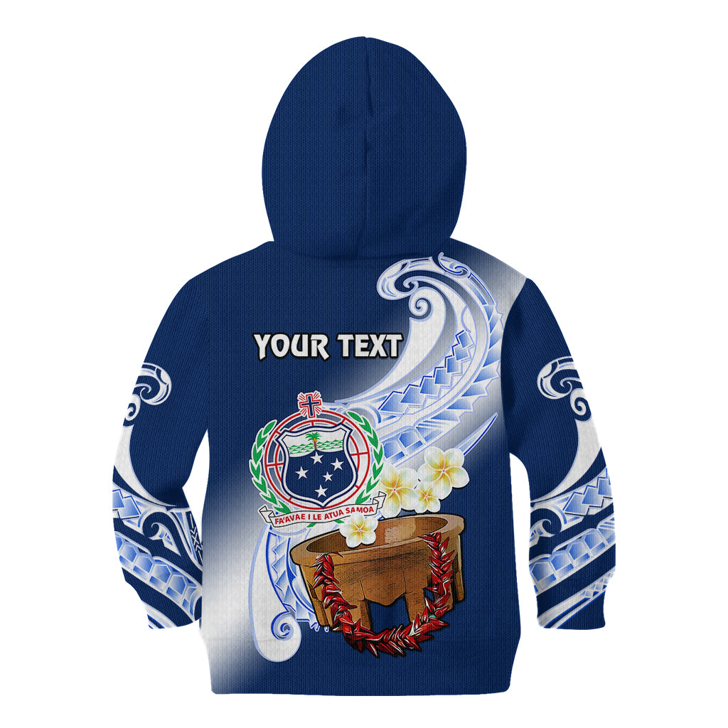 (Custom Personalised) Samoa Kid Hoodie Ula Fala Kava Bowl Plumeria Polynesian Blue LT14 - Polynesian Pride