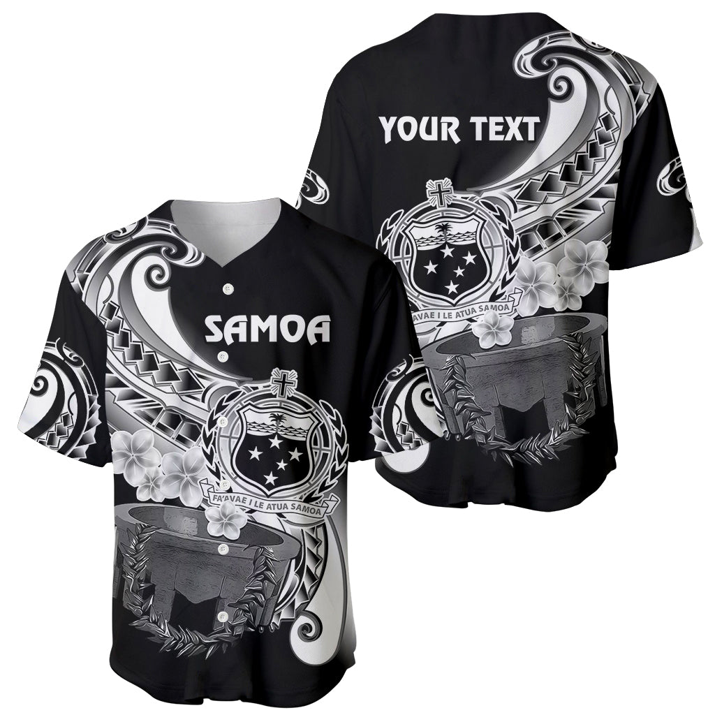 (Custom Personalised) Samoa Baseball Jersey Ula Fala Kava Bowl Plumeria Polynesian Black LT14 Black - Polynesian Pride