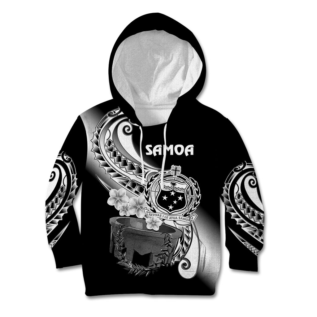 (Custom Personalised) Samoa Kid Hoodie Ula Fala Kava Bowl Plumeria Polynesian Black LT14 Black - Polynesian Pride