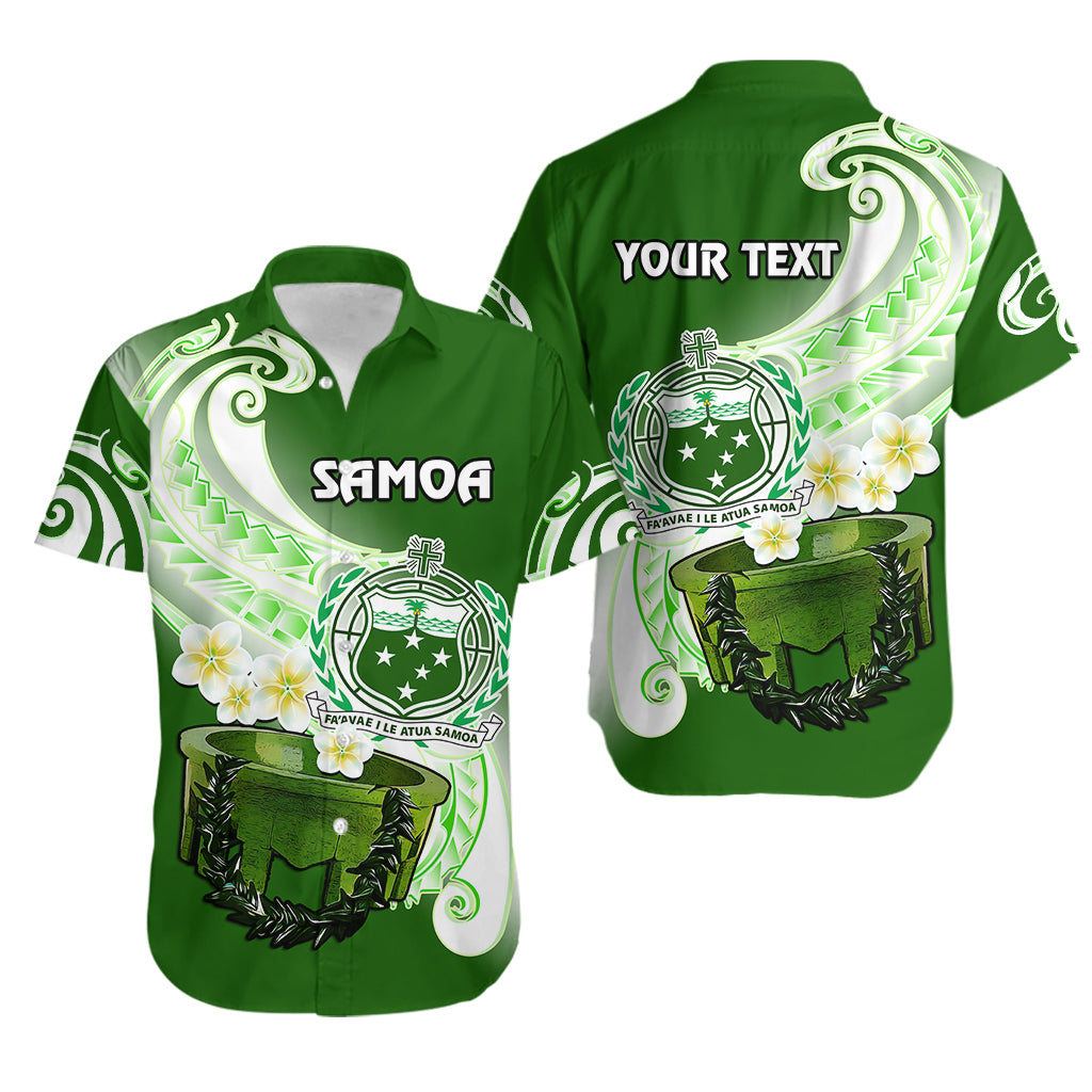 (Custom Personalised) Samoa Hawaiian Shirt Ula Fala Kava Bowl Plumeria Polynesian Green LT14 Green - Polynesian Pride