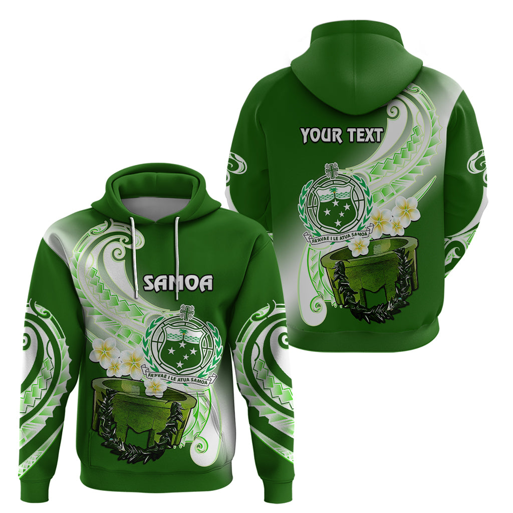 Custom Samoa Hoodie Ula Fala Kava Bowl Plumeria Polynesian Green LT14 Pullover Hoodie Green - Polynesian Pride