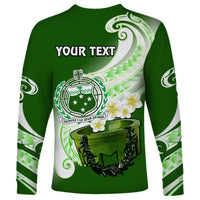 (Custom Personalised) Samoa Long Sleeve Shirt Ula Fala Kava Bowl Plumeria Polynesian Green LT14 - Polynesian Pride
