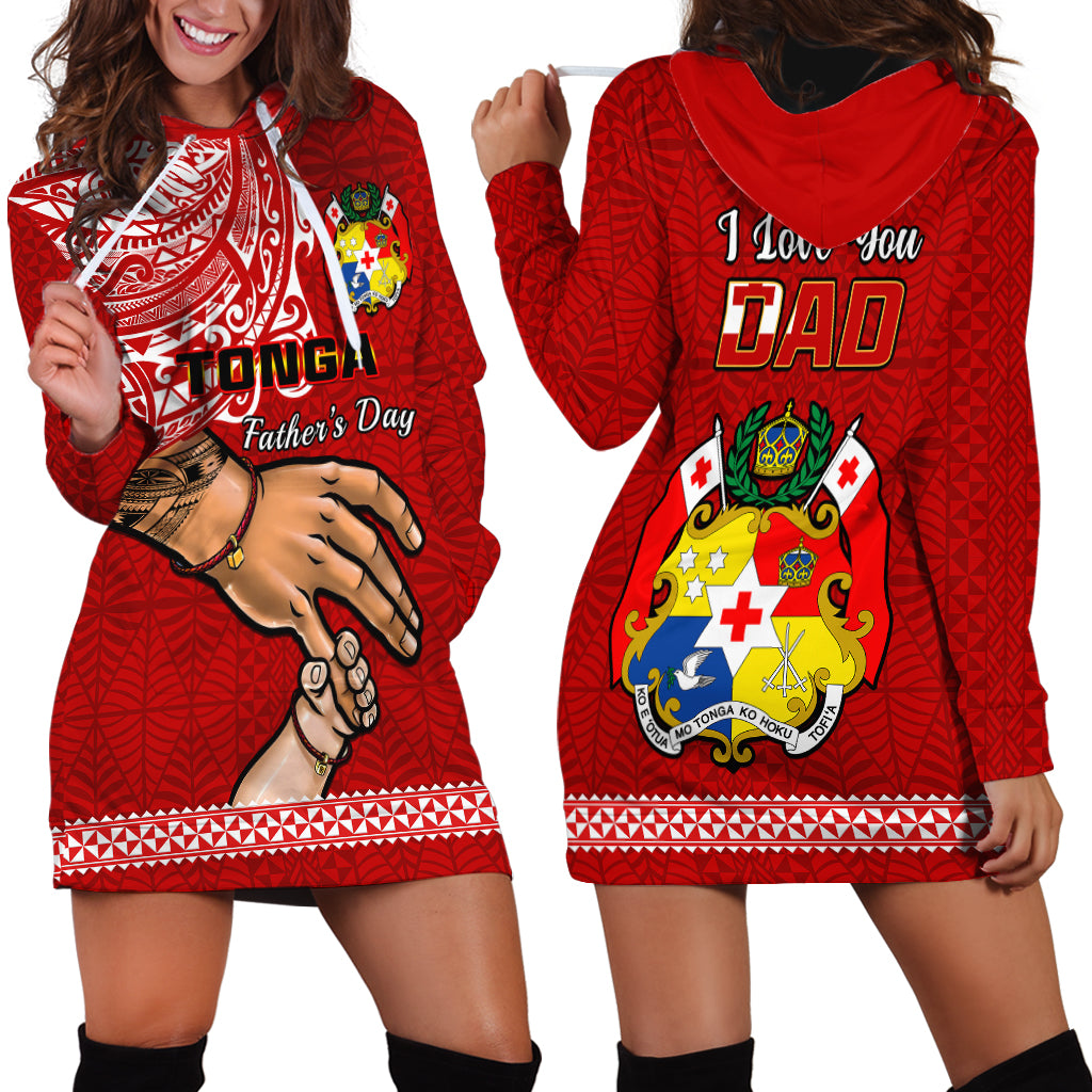 Tonga Fathers Day Hoodie Dress Red Tongan Ngatu I Love You Dad LT14 Red - Polynesian Pride