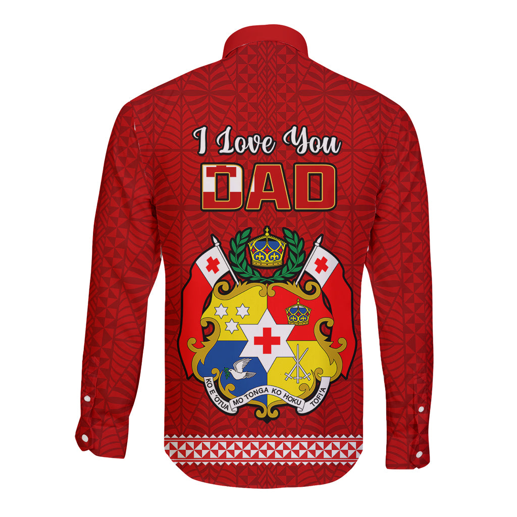 Tonga Fathers Day Long Sleeve Button Shirt Red Tongan Ngatu I Love You Dad LT14 - Polynesian Pride