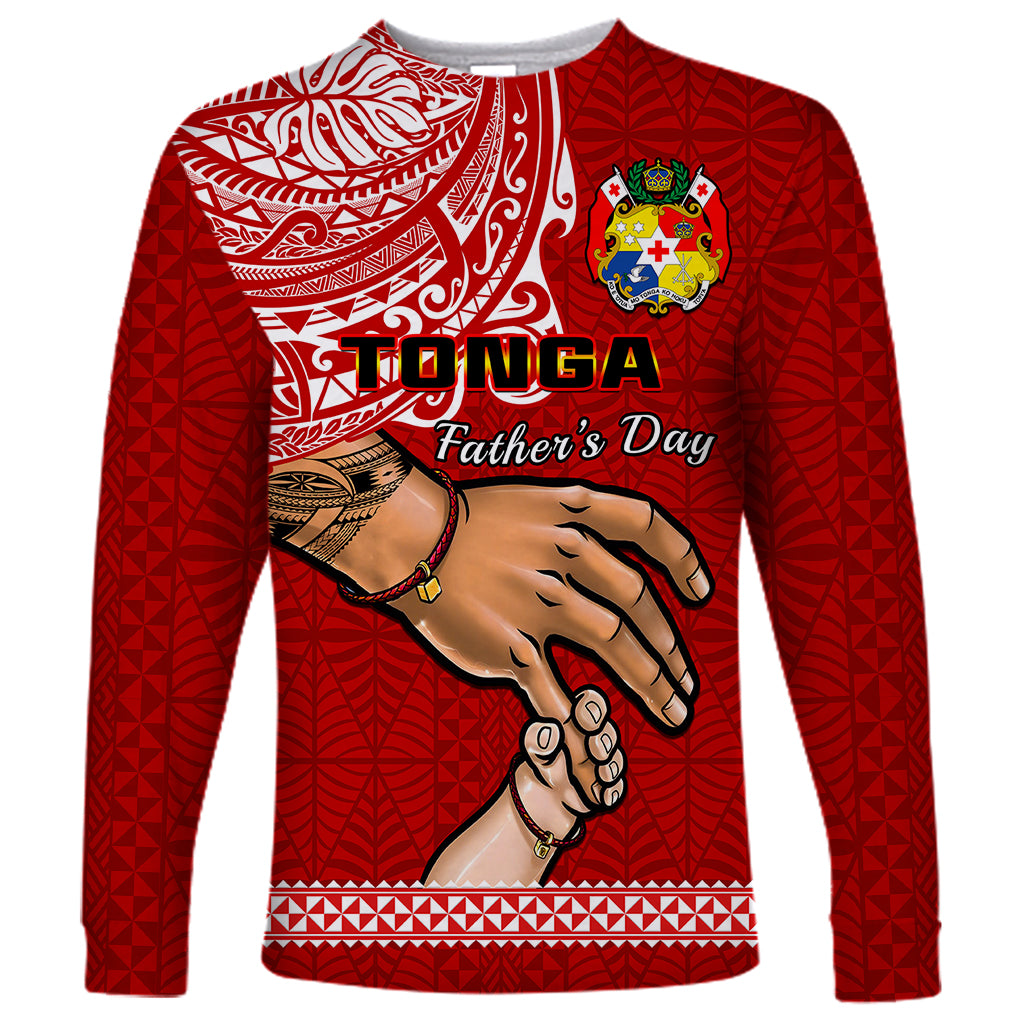 Tonga Fathers Day Long Sleeve Shirt Red Tongan Ngatu I Love You Dad LT14 Unisex Red - Polynesian Pride