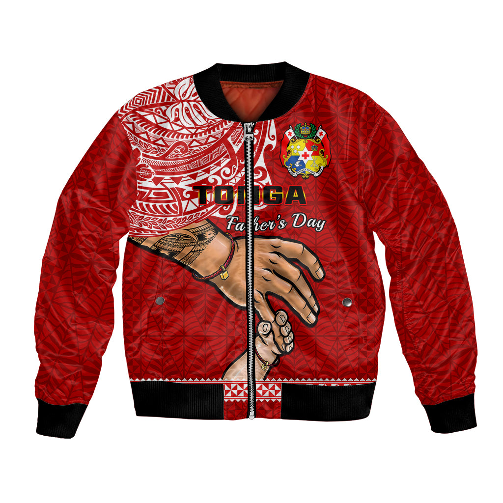 (Custom Personalised) Tonga Fathers Day Bomber Jacket Red Tongan Ngatu I Love You Dad LT14 Unisex Red - Polynesian Pride