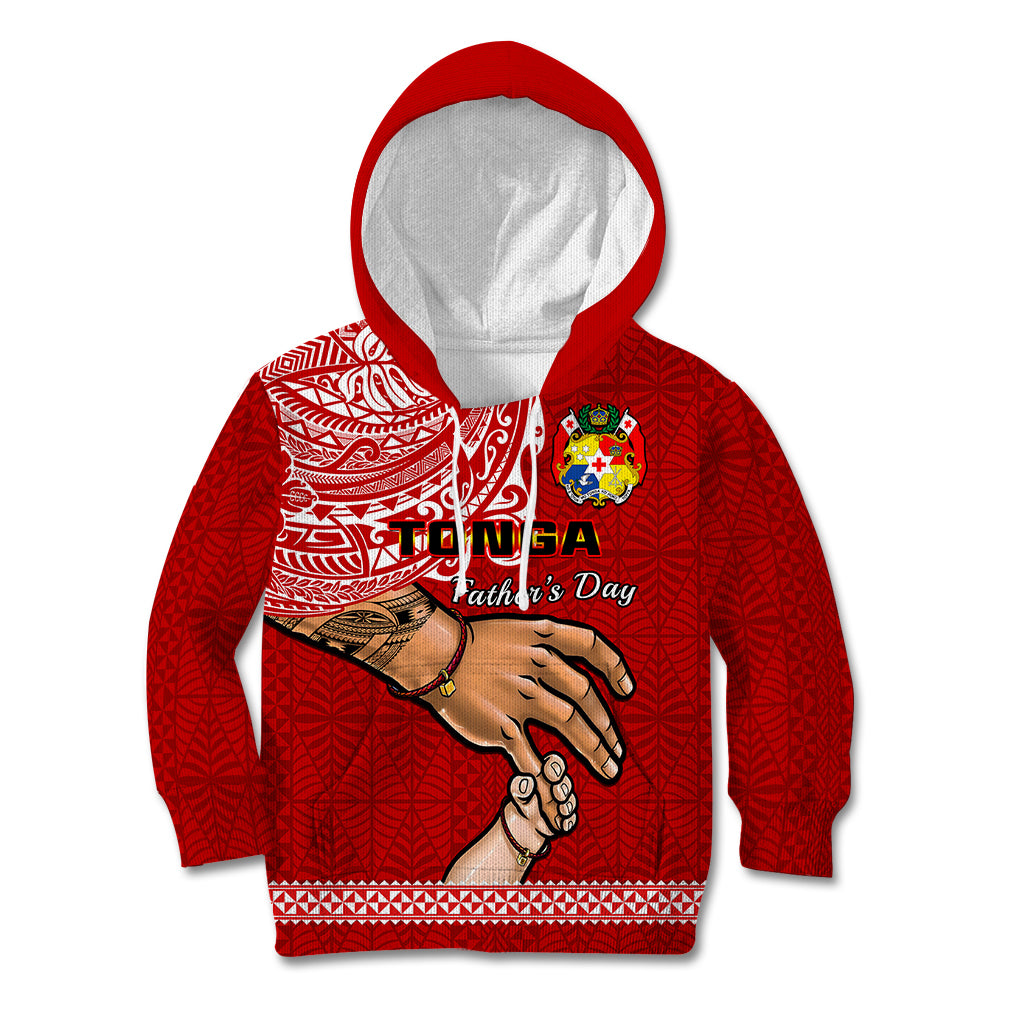 (Custom Personalised) Tonga Fathers Day Kid Hoodie Red Tongan Ngatu I Love You Dad LT14 Red - Polynesian Pride