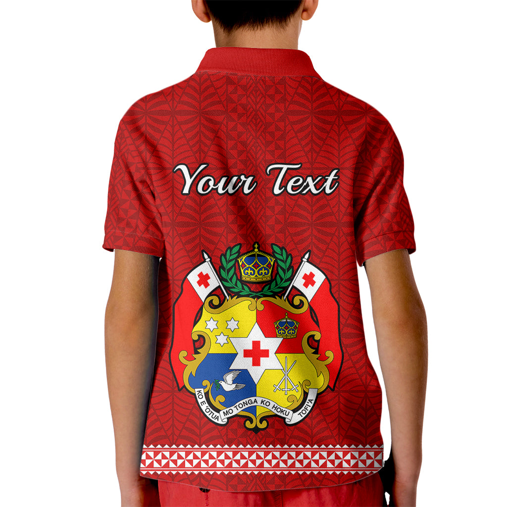 (Custom Personalised) Tonga Fathers Day Kid Polo Shirt Red Tongan Ngatu I Love You Dad LT14 - Polynesian Pride