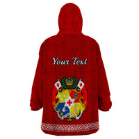 (Custom Personalised) Tonga Fathers Day Wearable Blanket Hoodie Red Tongan Ngatu I Love You Dad LT14 - Polynesian Pride