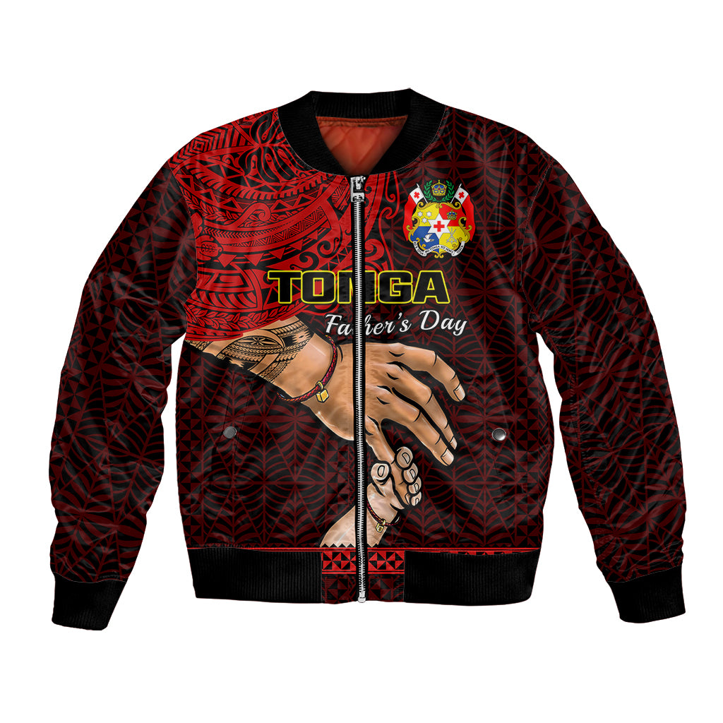 Tonga Fathers Day Bomber Jacket Black Tongan Ngatu I Love You Dad LT14 Unisex Black - Polynesian Pride