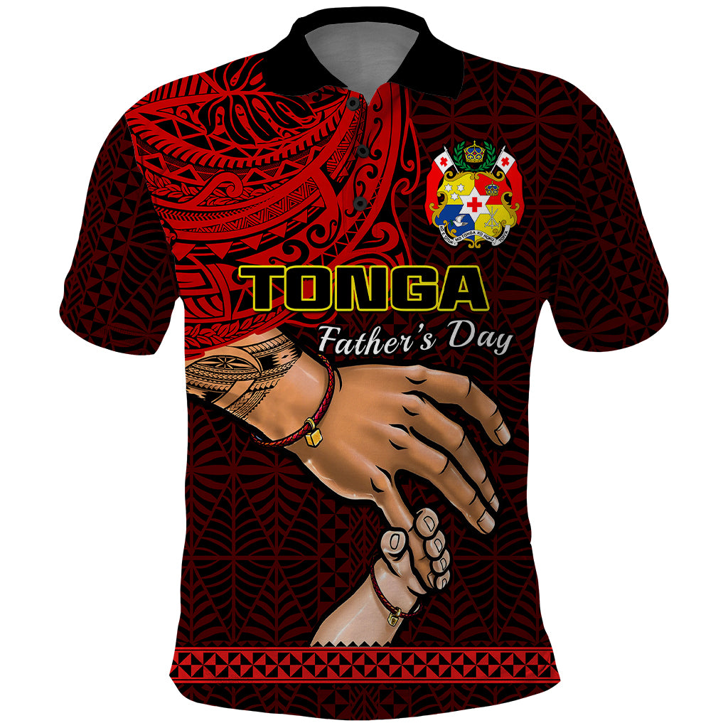 Tonga Fathers Day Polo Shirt Black Tongan Ngatu I Love You Dad LT14 Black - Polynesian Pride