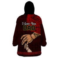 Tonga Fathers Day Wearable Blanket Hoodie Black Tongan Ngatu I Love You Dad LT14 - Polynesian Pride
