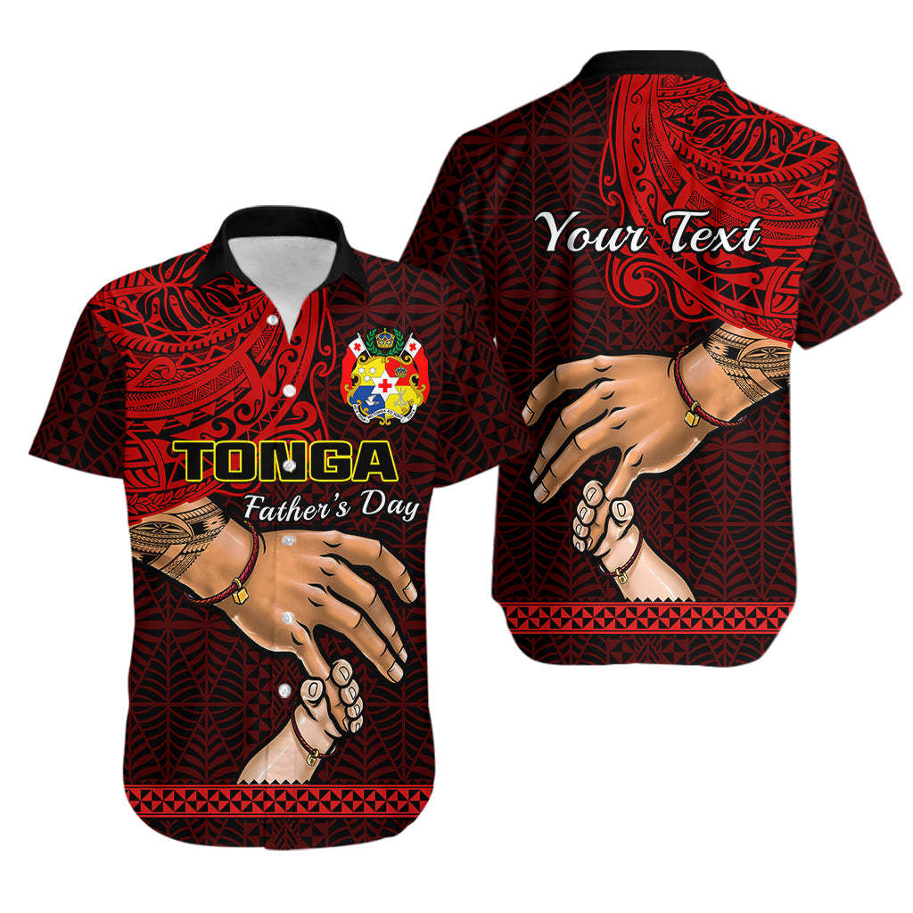 (Custom Personalised) Tonga Fathers Day Hawaiian Shirt Black Tongan Ngatu I Love You Dad LT14 Black - Polynesian Pride