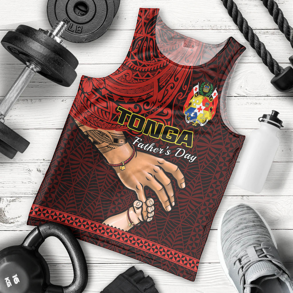 (Custom Personalised) Tonga Fathers Day Men Tank Top Black Tongan Ngatu I Love You Dad LT14 Black - Polynesian Pride